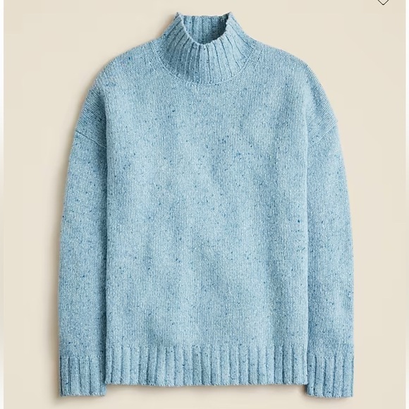 J crew Relaxed turtleneck sweater in donegal wool blend Mackerel Sky - Picture 1 of 2
